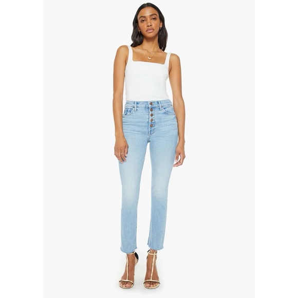 New MOTHER The Pixie Dazzler Jeans in Ivy League Combo Light Wash Denim Blue 29 - Picture 10 of 17